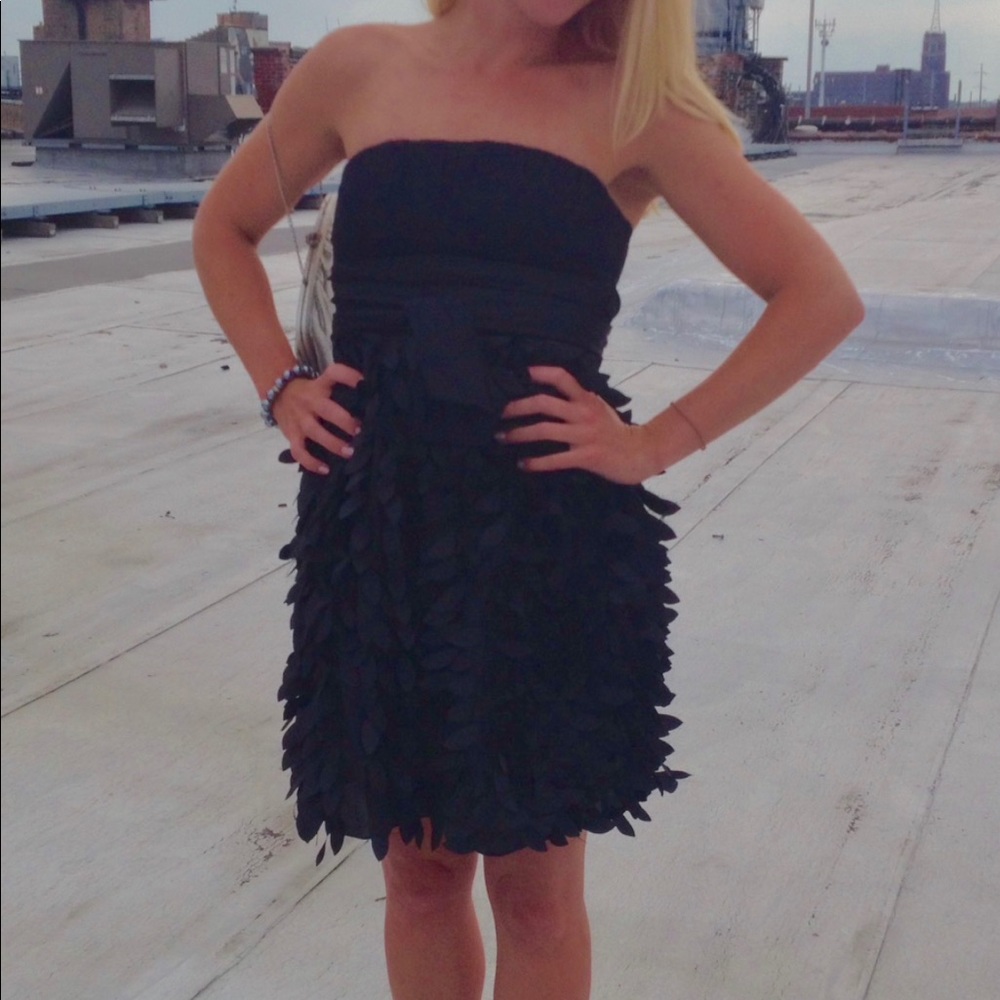 Strapless LBD w/ faux feather detail